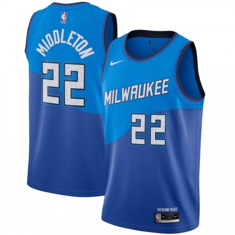 Men's Milwaukee Bucks Khris Middleton #22 Blue 2020/21 Swingman Player Jersey – City Edition-Pro Kit Vault | Brand New 26/27 Sports Jerseys